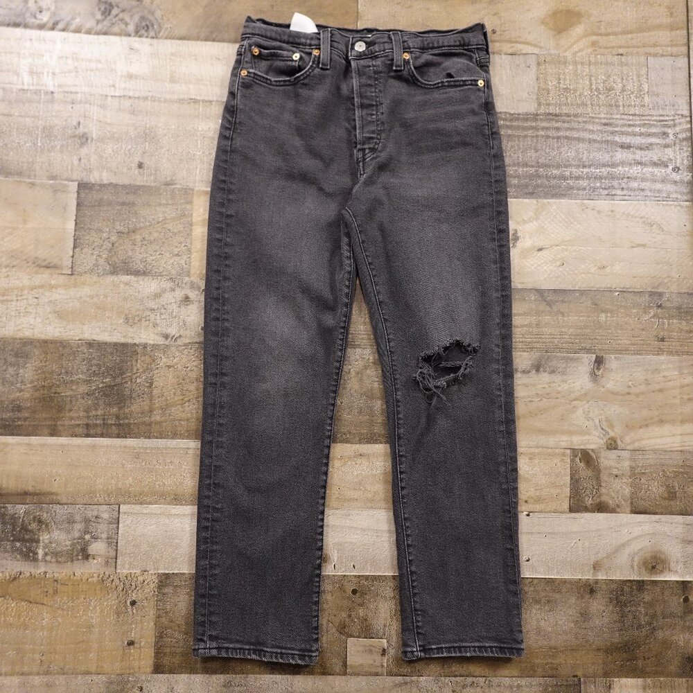 Levi’s Wedgie Straight Jeans Women’s 31 Black Distressed Denim